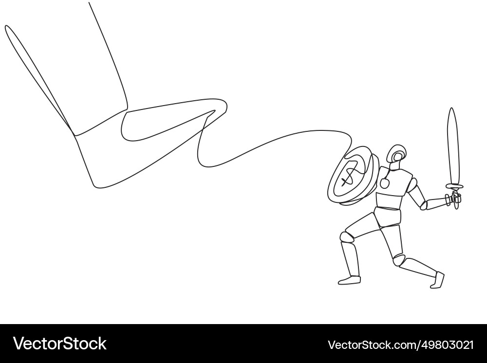 Single continuous line drawing smart robot tries Single continuous line drawing smart robot tries vector image