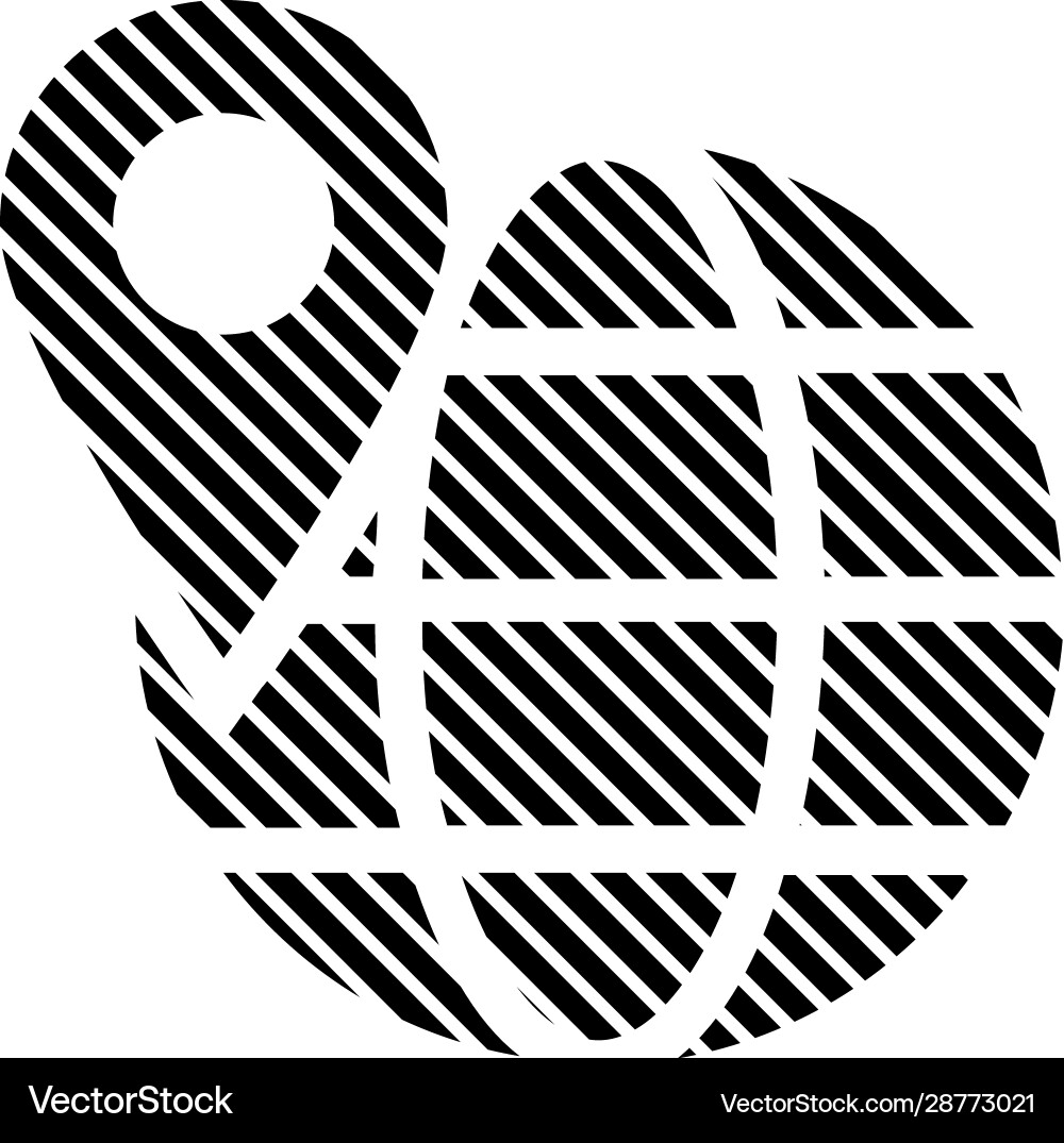 Stripped globe with pointer icon trendy flat Stripped globe with pointer icon trendy flat vector image