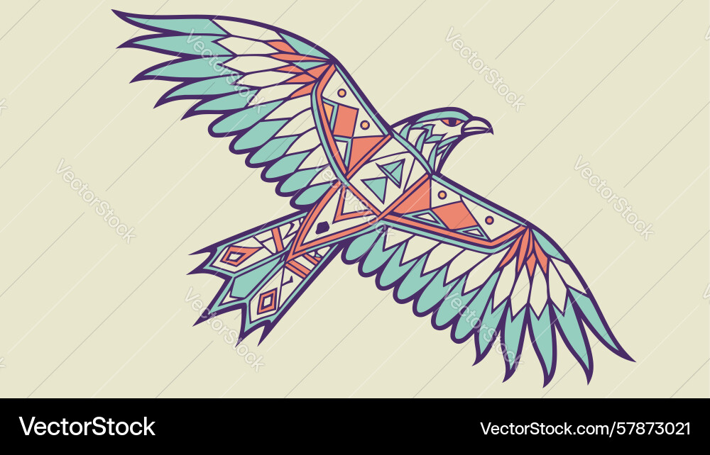 Stylized bird in flight with abstract patterns Vector Image