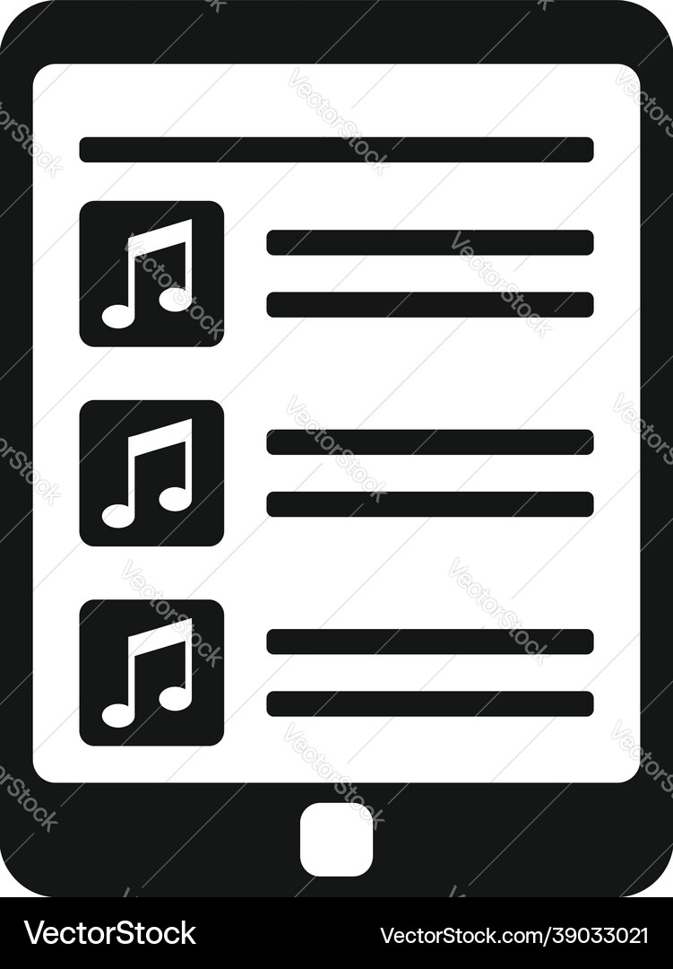 Tablet playlist icon simple song list app Tablet playlist icon simple song list app vector image
