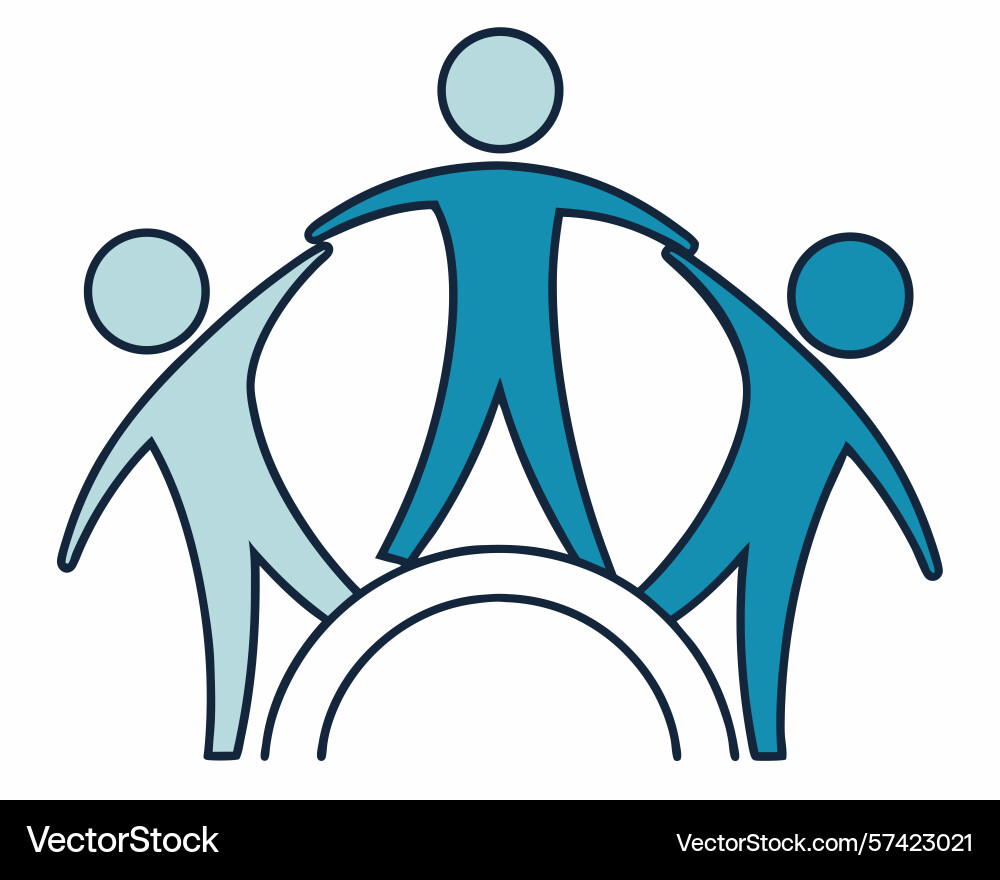 Unity and teamwork concept with three figures vector image