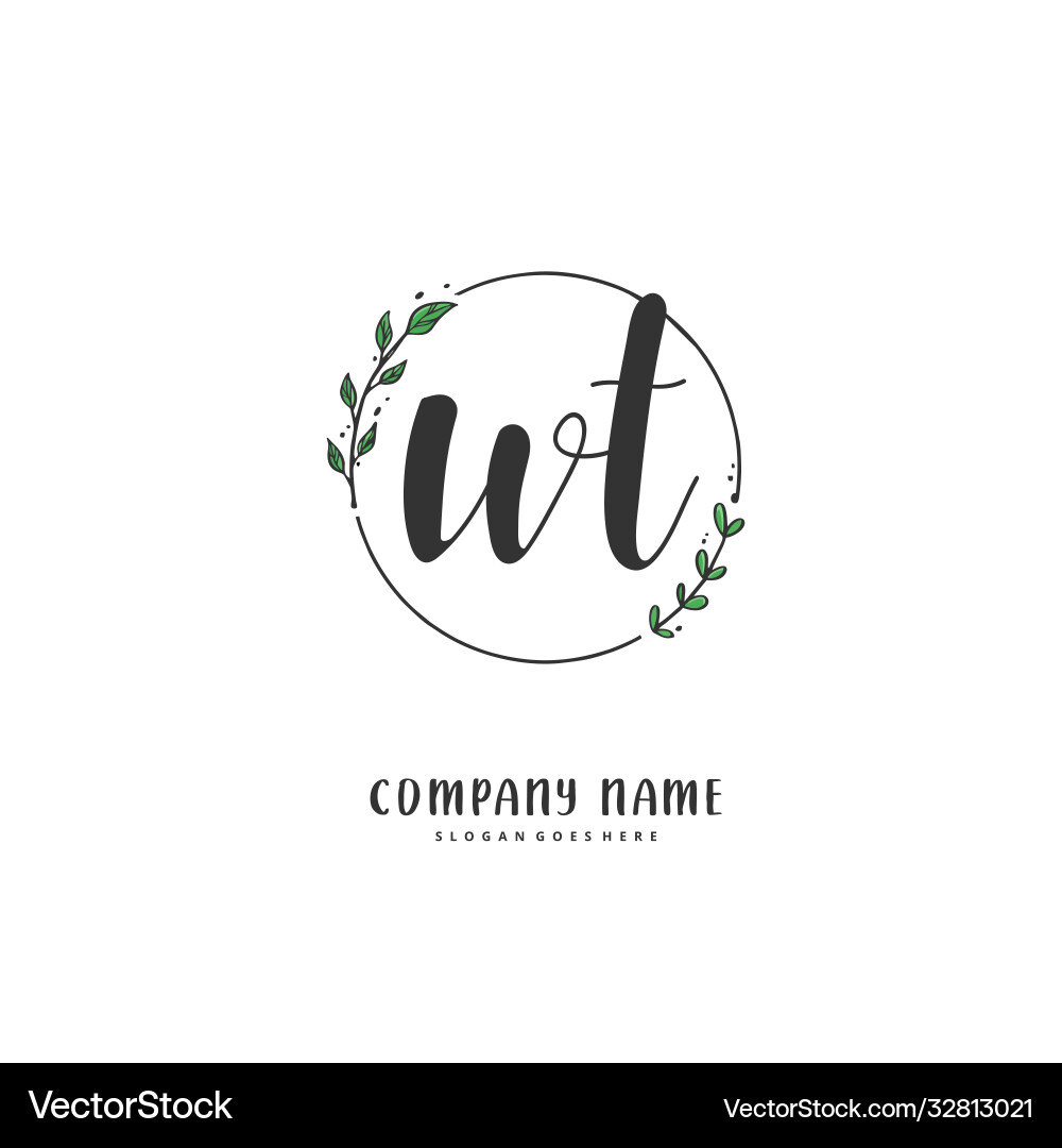 W t wt initial handwriting and signature logo Vector Image