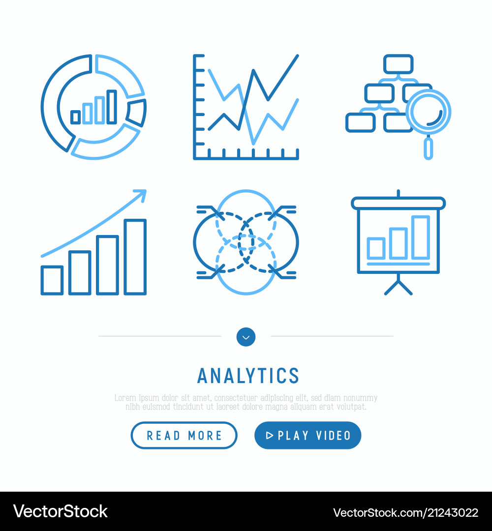 Analytics Line Icons - Data & Charts vector image