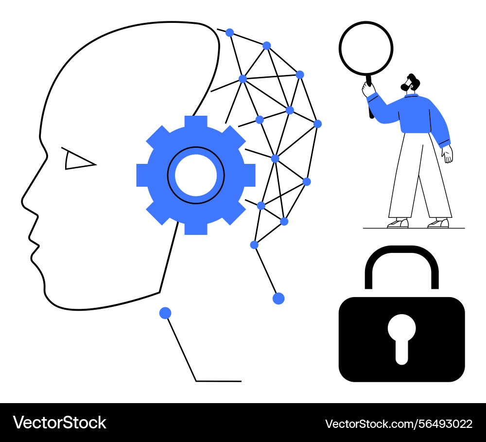 Artificial intelligence mind with network Vector Image