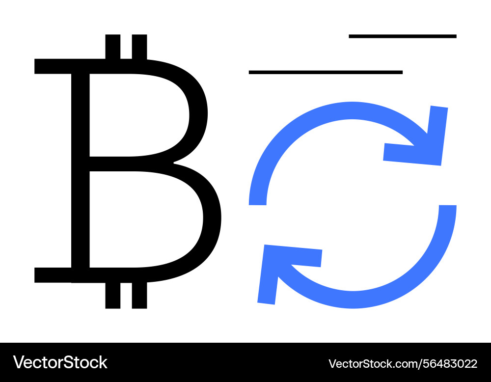 Bitcoin symbol with arrows representing Bitcoin symbol with arrows representing Vector Image