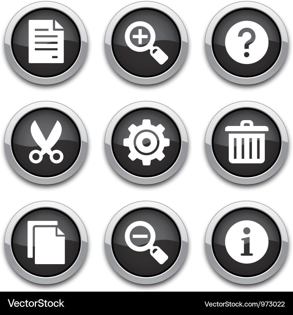 Black basic application buttons vector image