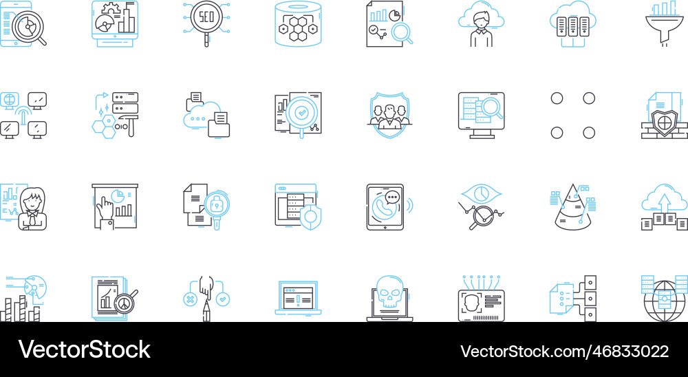 Comprehensive numbers linear icons set Comprehensive numbers linear icons set vector image