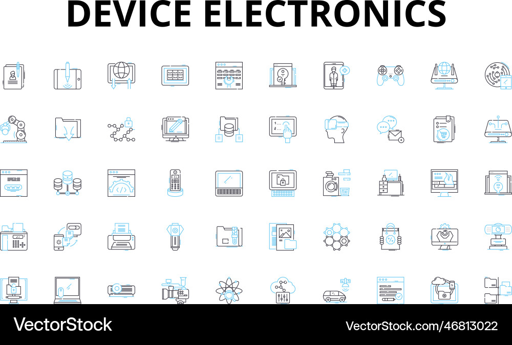 Device electronics linear icons set smartph Device electronics linear icons set smartph vector image