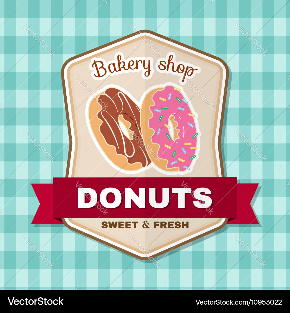 Donut Badge - Retro Bäckerei Stil Vektorbild