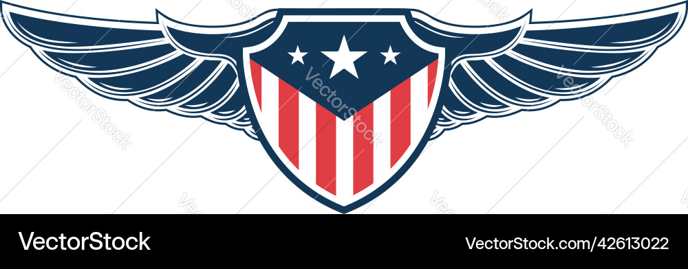 Emblem template with american flag and wings Emblem template with american flag and wings vector image