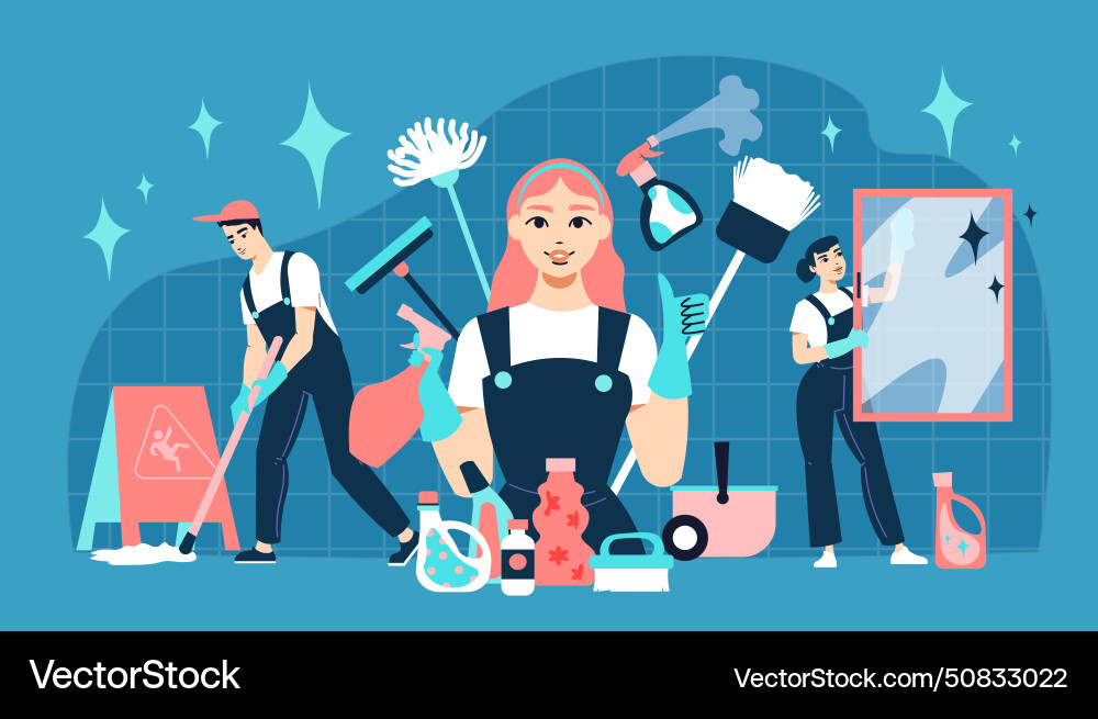Flat cleaning service Royalty Free Vector Image