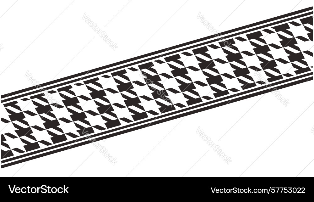 Houndstooth pattern horizontal ribbon border vector image