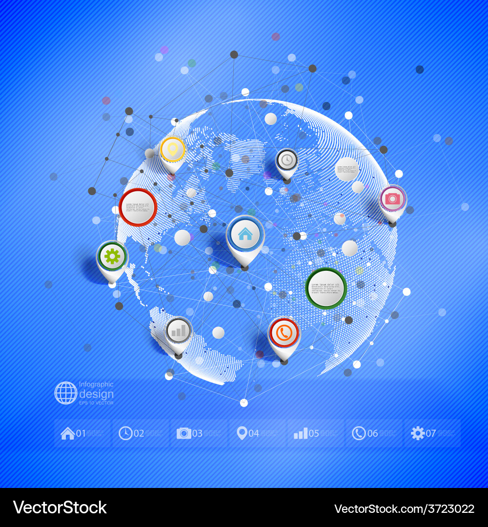 Infographic network with pointer marks vector image