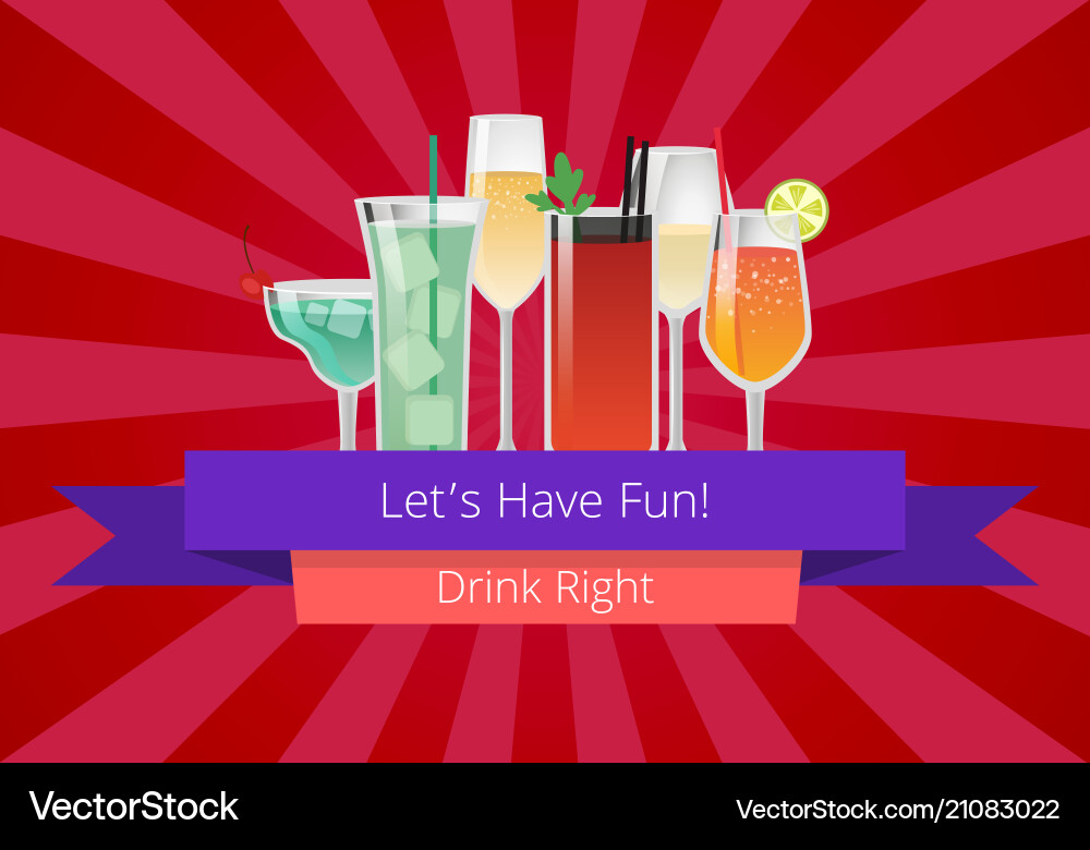 Lets have fun drink right manual web page design Vector Image