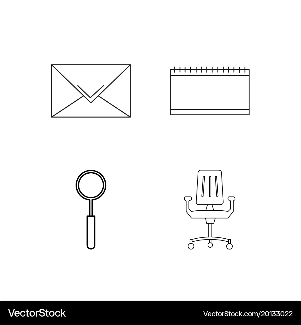 Office simple linear icon setsimple outline icons vector image