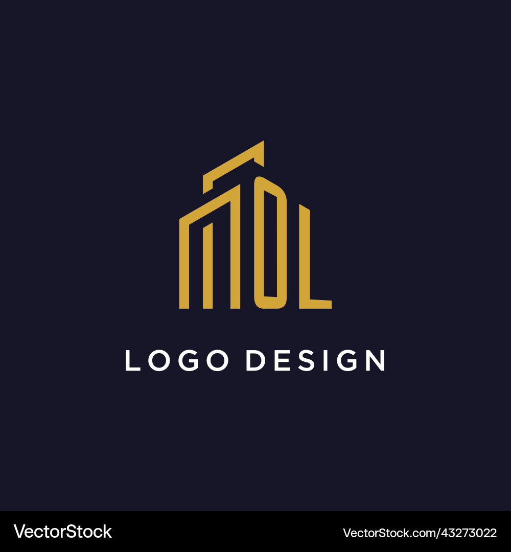 Ol initial monogram with building logo design vector image