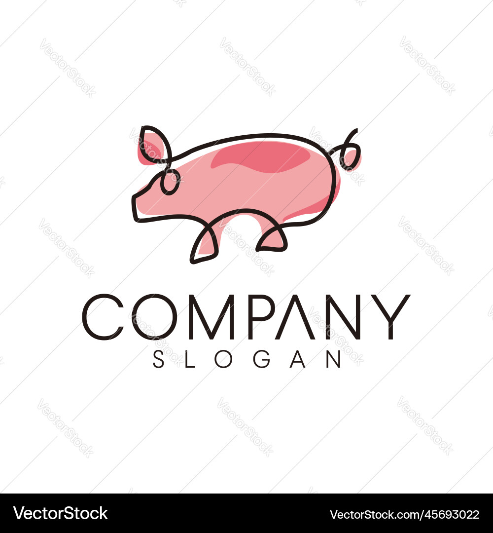 Pig Line Art Logo Template vector image
