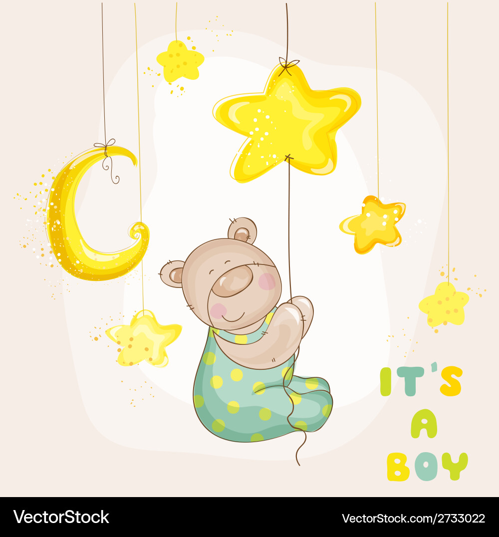Süßer Babybär mit Mond und Sternen Vektorbild