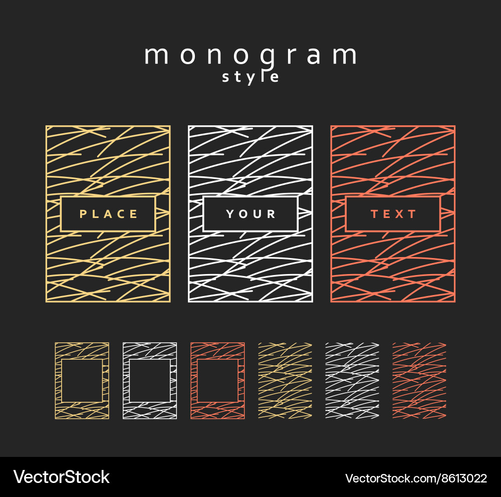 Set design elements monogram labels frames Vector Image