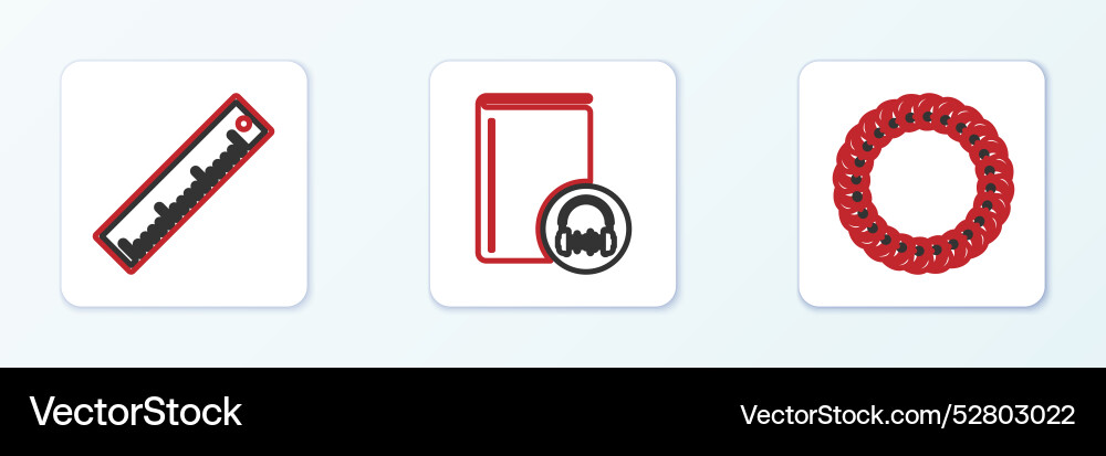 Set line laurel wreath ruler and audio book icon Set line laurel wreath ruler and audio book icon vector image