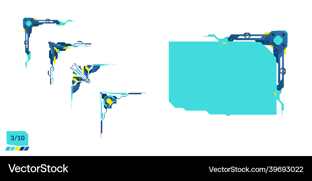 Set of high-tech corners for decoration window Vector Image