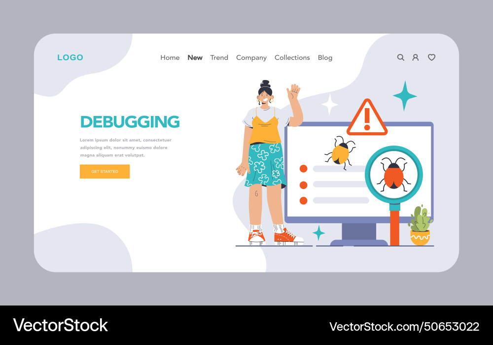 Software testing web banner or landing page code Software testing web banner or landing page code vector image