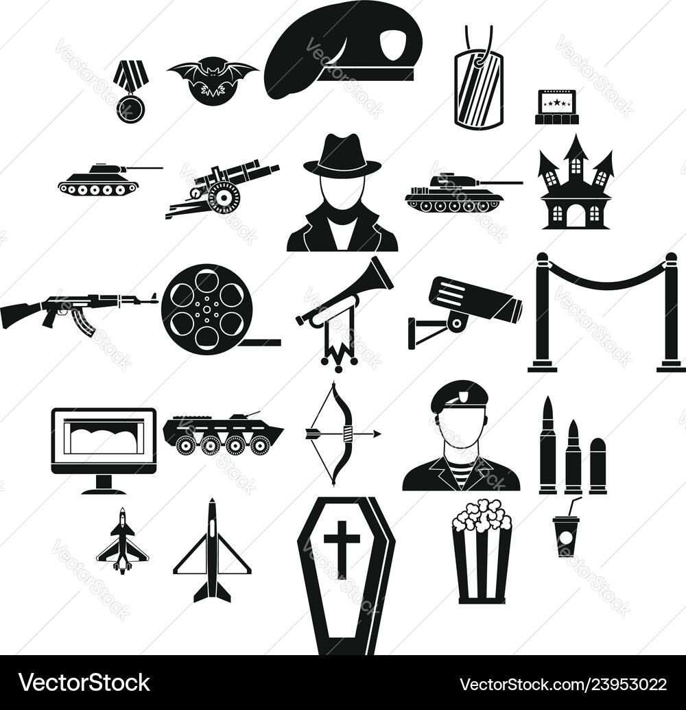 Trouper icons set simple style Vector Image