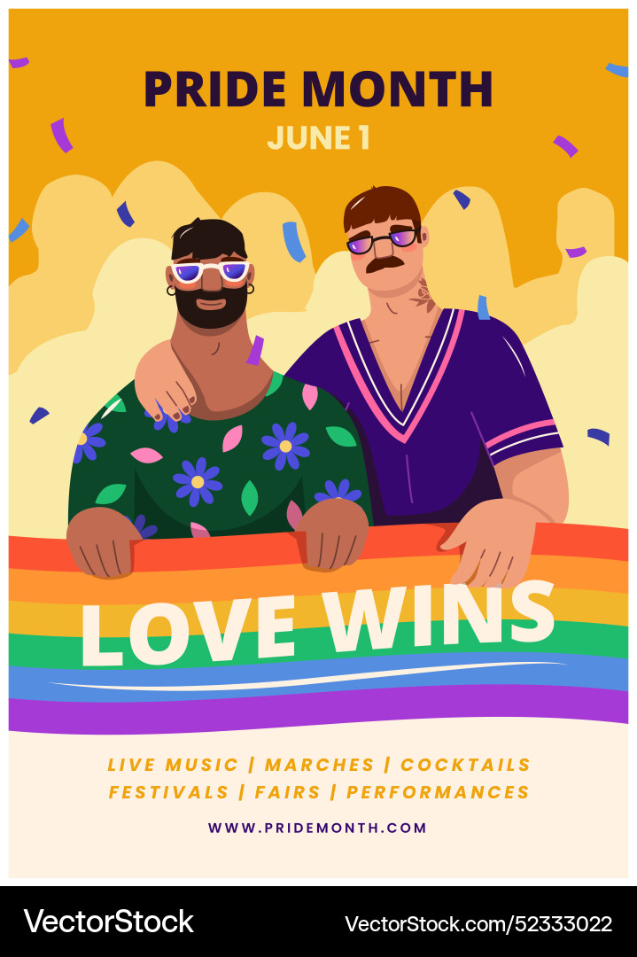 Vertical poster template for pride month Vector Image