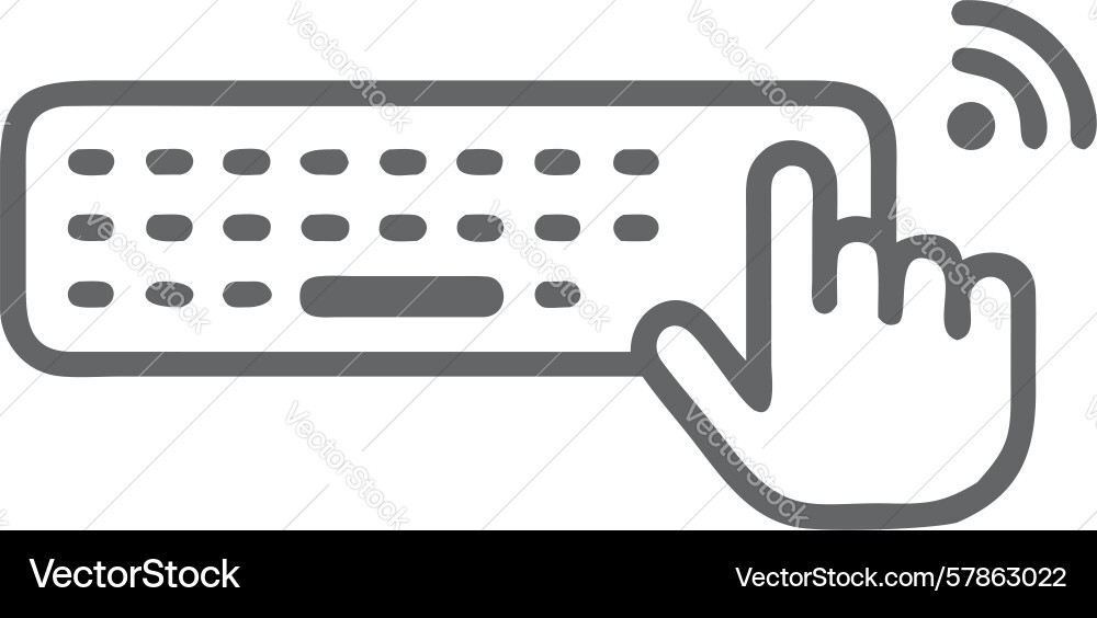 Wireless keyboard icon with hand cursor and wi-fi vector image