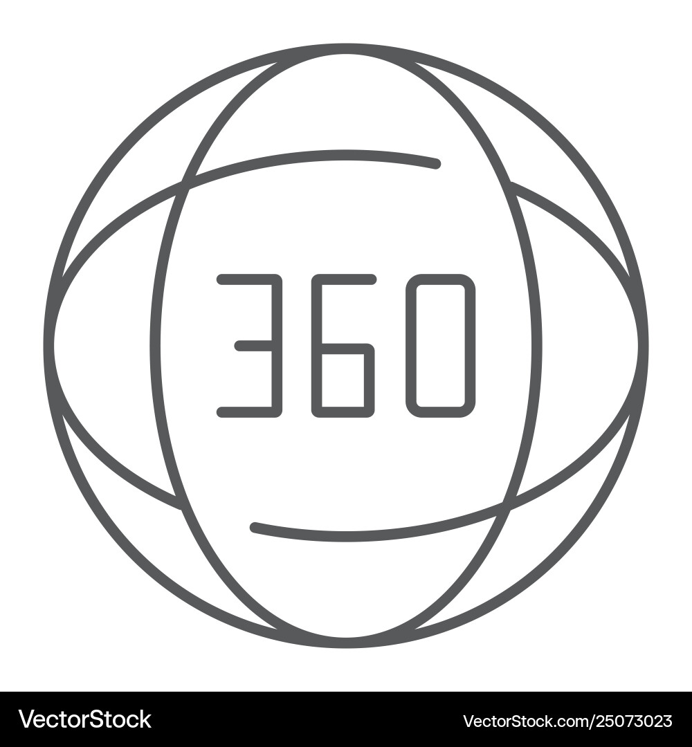 360 degree thin line icon angle and view rotate Vector Image