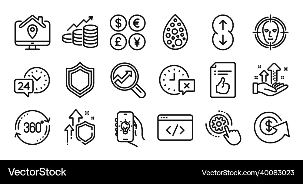 Analysis graph security and analytics line icons Analysis graph security and analytics line icons vector image