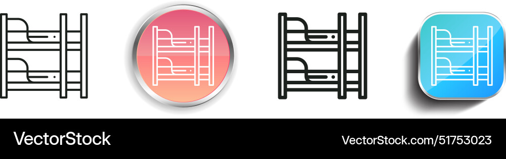 Bed icon thin linear regular and button style Bed icon thin linear regular and button style Vector Image