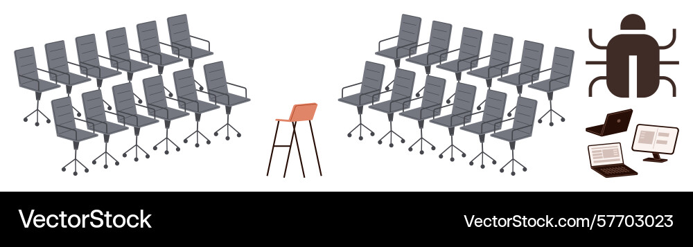 Bug in the system highlighted office setup Vector Image