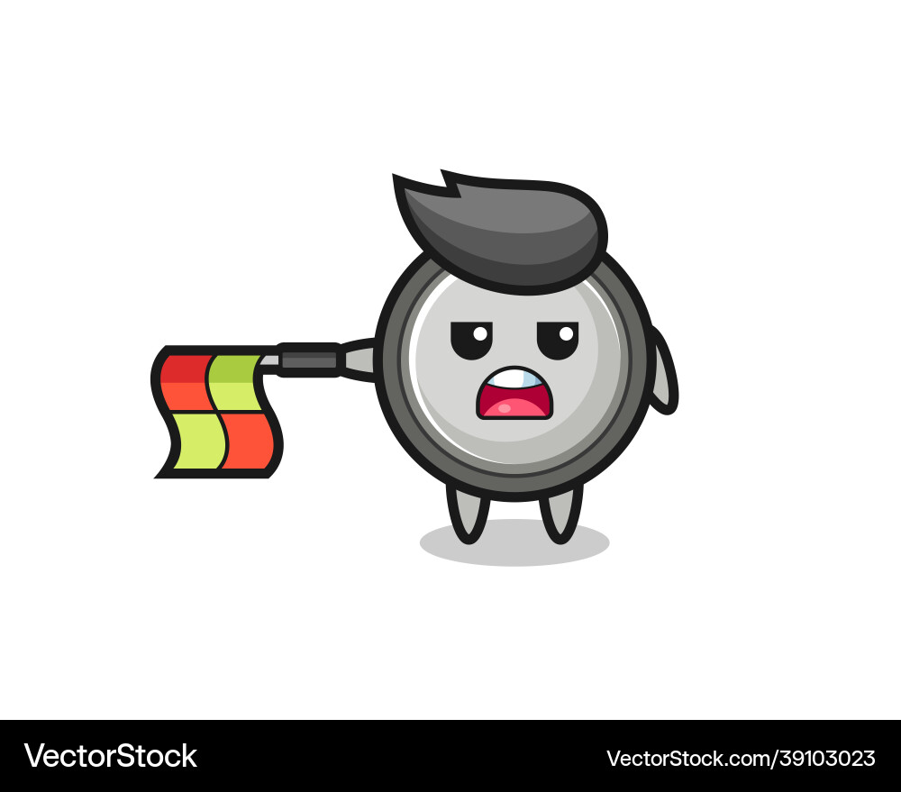 Button cell character as line judge hold the flag Button cell character as line judge hold the flag vector image