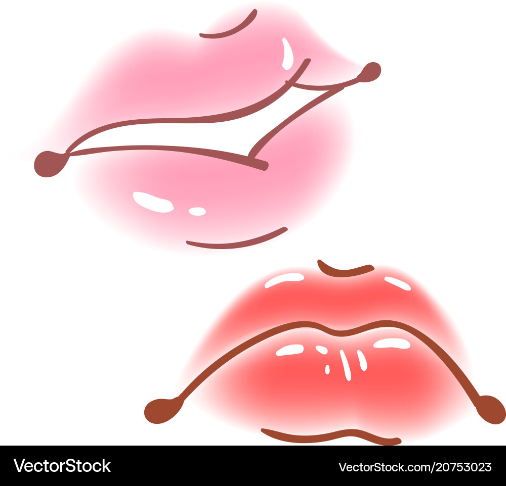 Colorful fun set of female lips stickers icons vector image