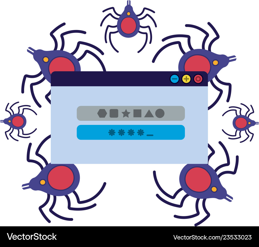 Computer window with spider isolated icon Vector Image