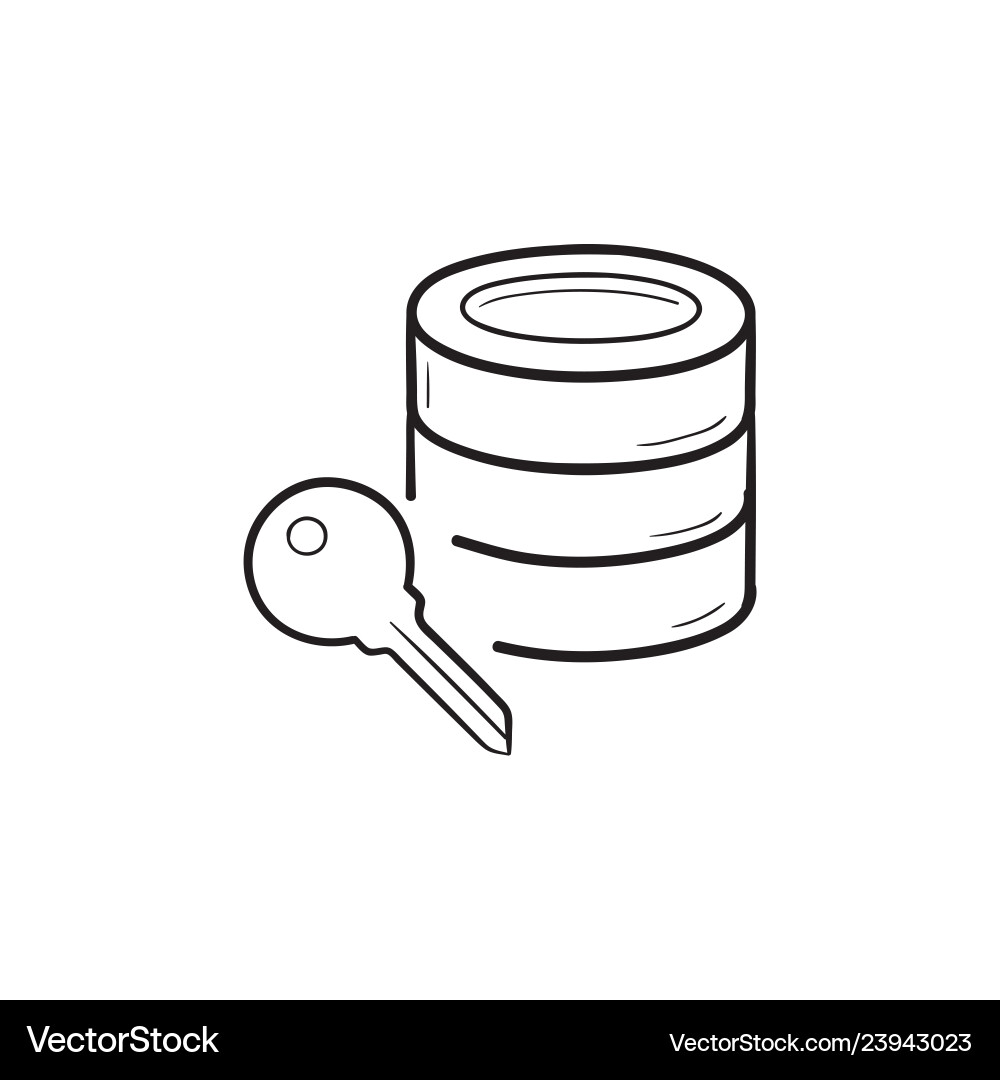 Database with key hand drawn outline doodle icon vector image
