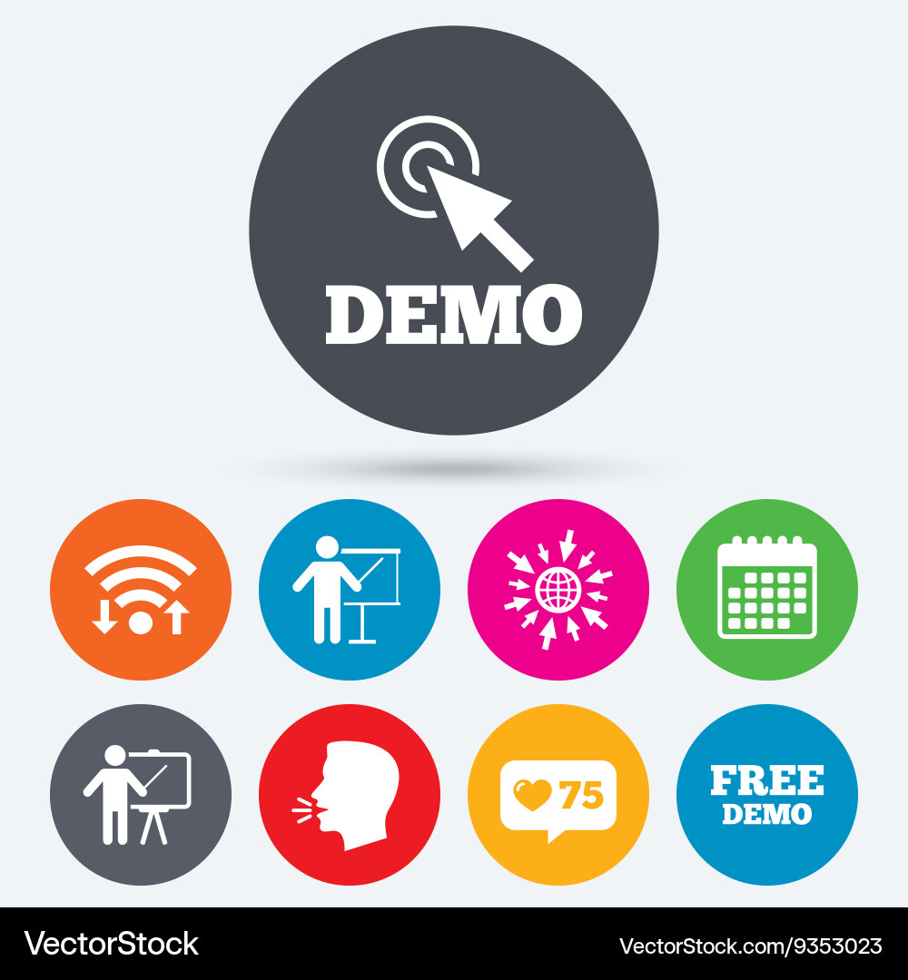 Demo with cursor icon presentation billboard vector image