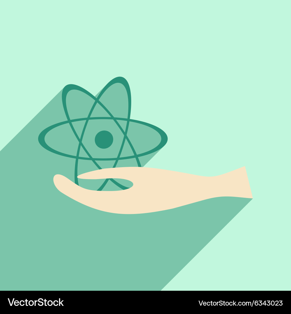 Flat with shadow icon and mobile application atom vector image