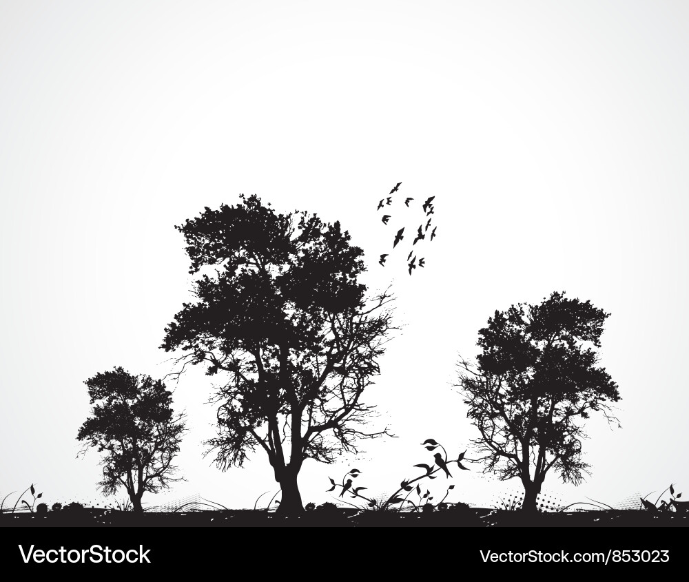 Grunge background with trees Vector Image
