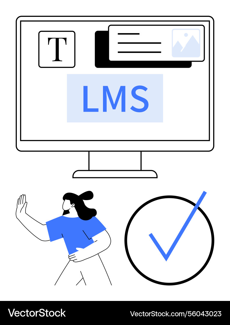 Learning management system interface with user Vector Image