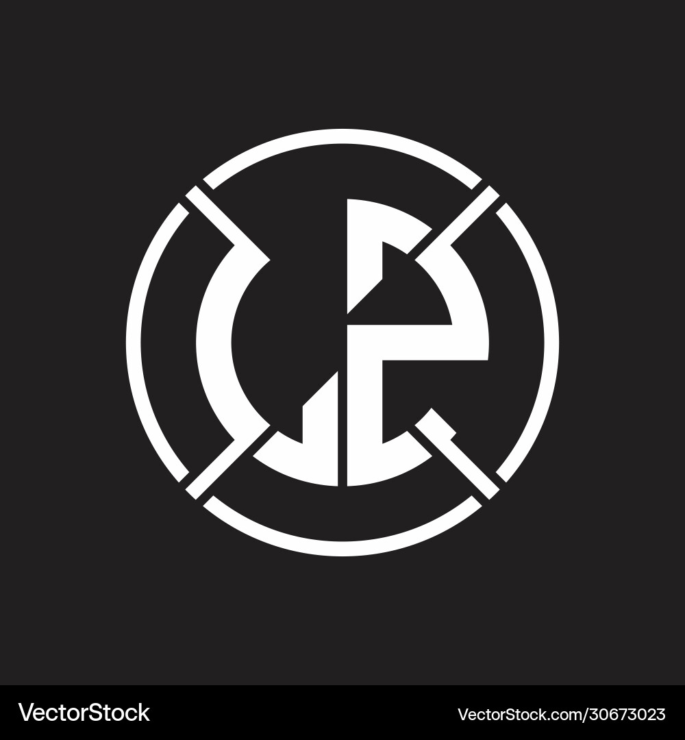 Lz logo monogram with four part circle slash vector image
