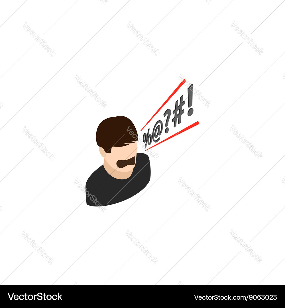 Man shouting curses icon isometric 3d style Vector Image