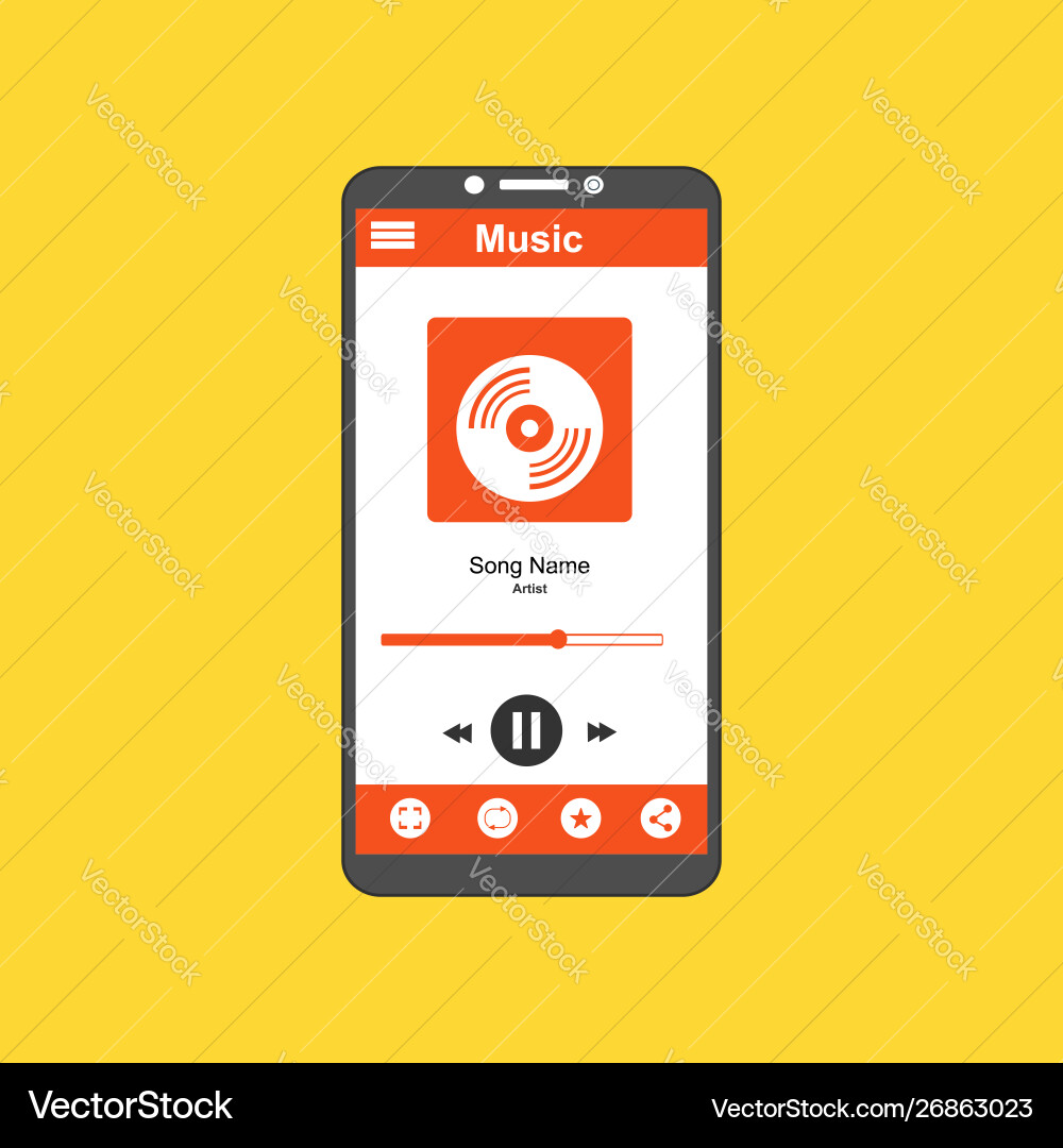 Media player application app template with flat Vector Image
