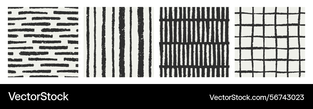 Seamless abstract patterns set freehand lines Seamless abstract patterns set freehand lines vector image