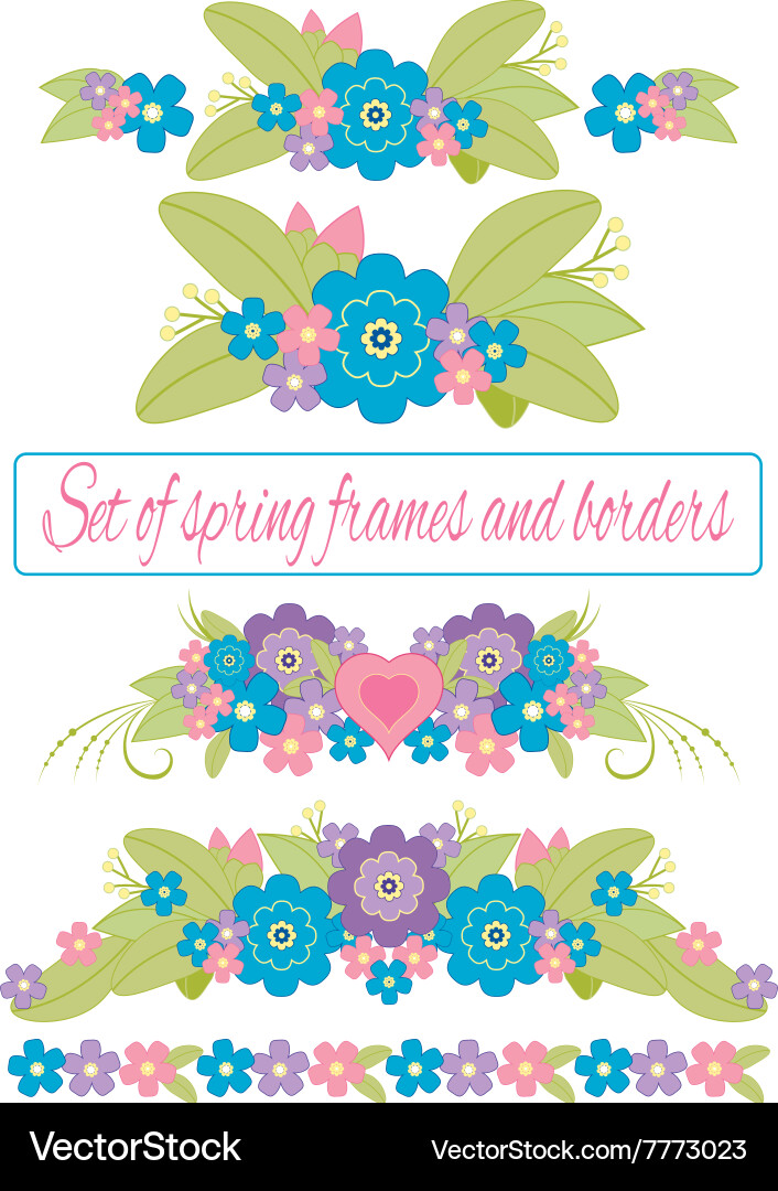 Spring frames and borders isolated vector image