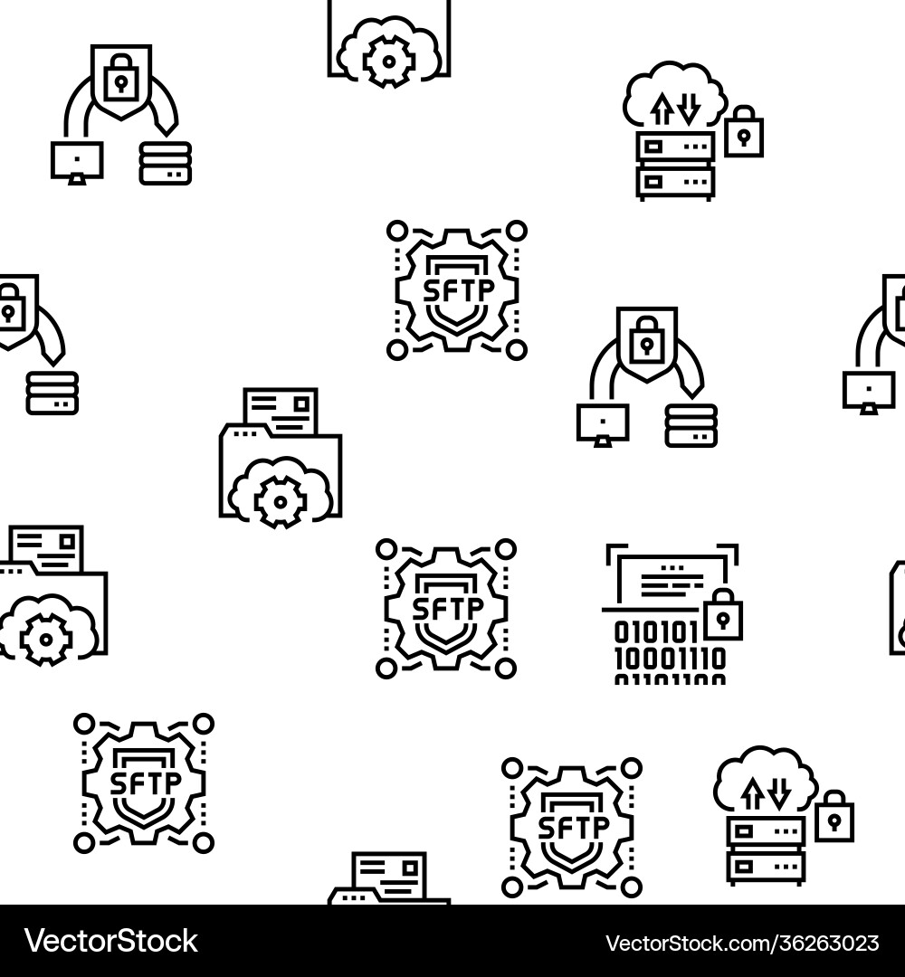 Ssh sftp Dateiübertragung Protokoll Icons gesetzt Ssh sftp Dateiübertragung Protokoll Icons gesetzt vektorbild