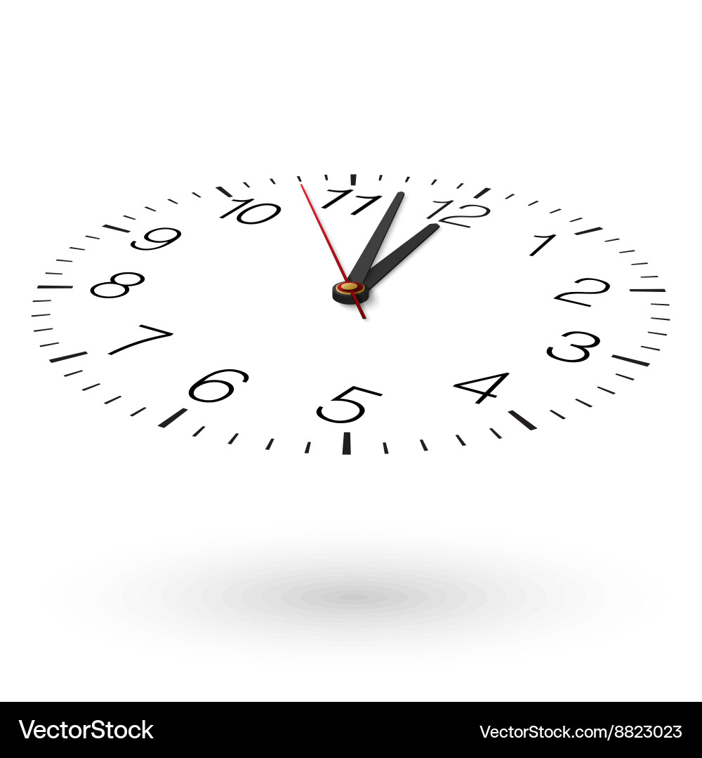 View from one side of clock face placed on white vector image