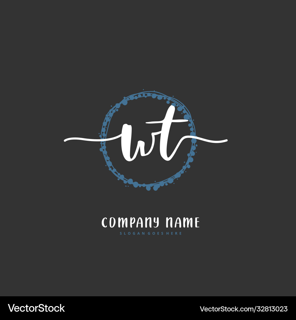 W t wt initial handwriting and signature logo Vector Image