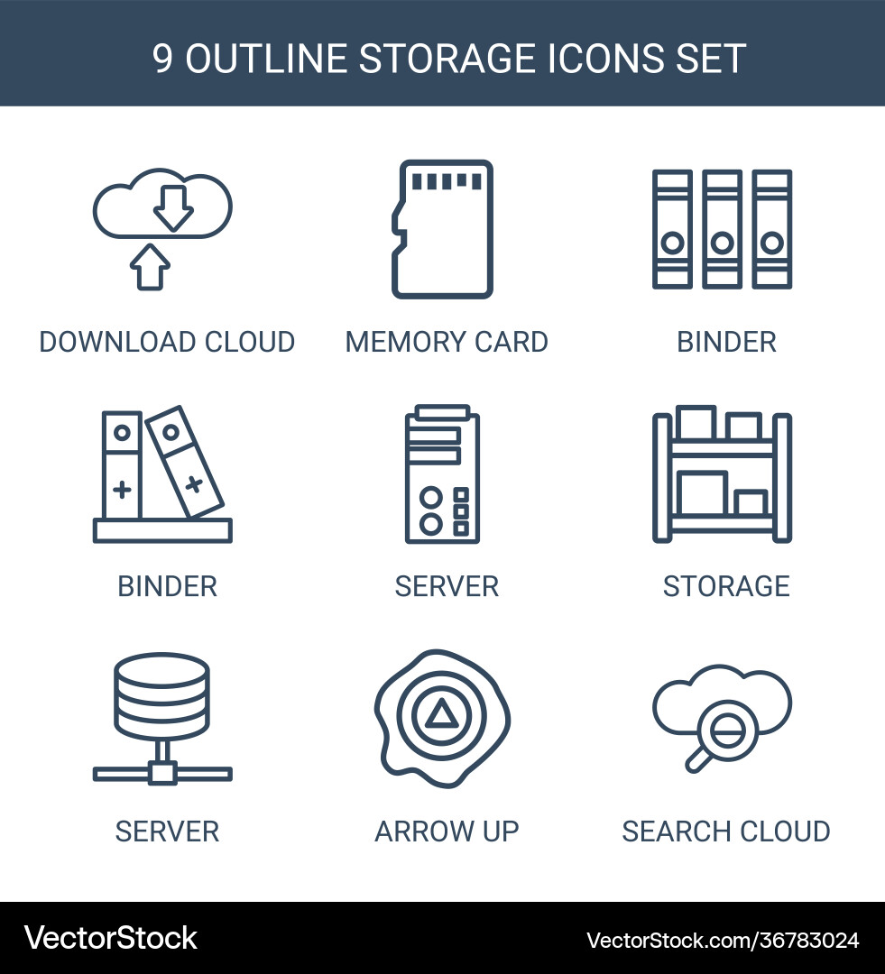 9 storage icons 9 storage icons Vector Image